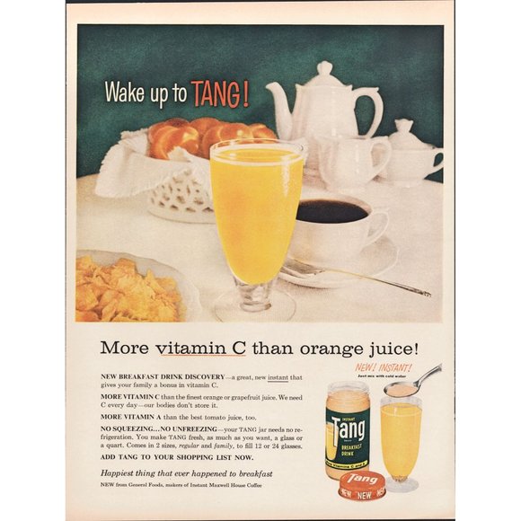 1959 Wake up to Tang Breakfast Drink Vintage Print Ad Tea Set Cup Wall Art 50s - Picture 1 of 1